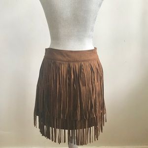 Brown Fringe Skirt M